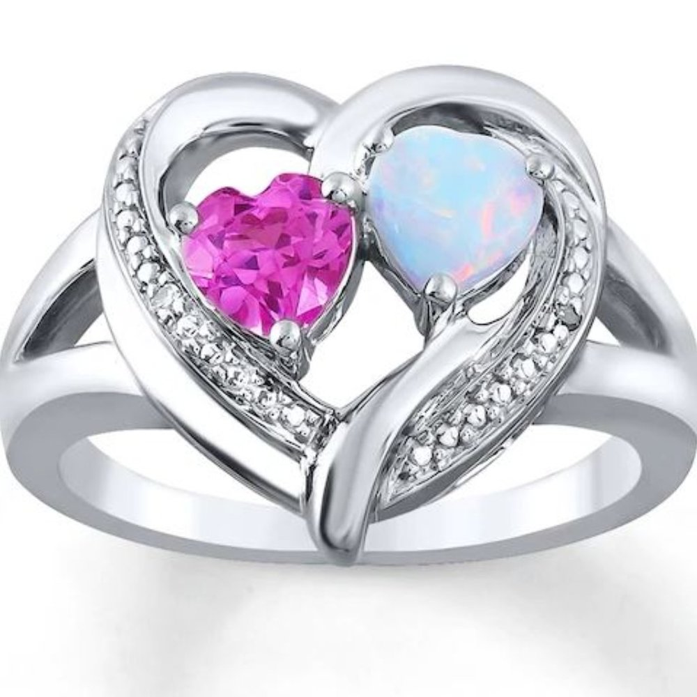 Lab-Created Opal Lab-Created Sapphire Sterling Sil